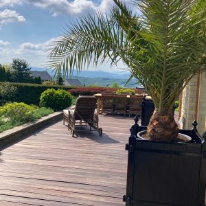 Duża ozdobna donica Chanson CHA078 firmy Symphonie Planters w kolorze czarnym RAL 9005 (Jet black)